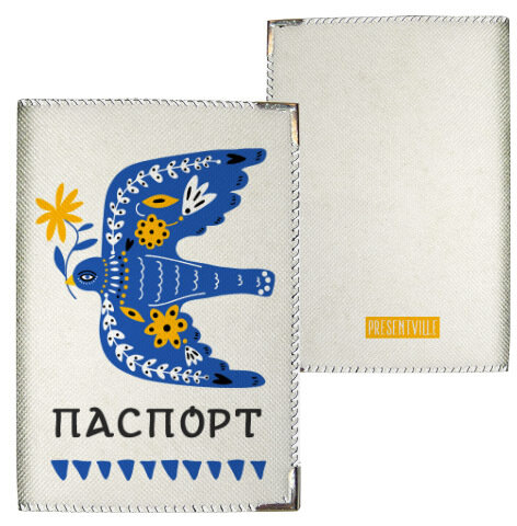 Обложка на паспорт Птичка с цветком