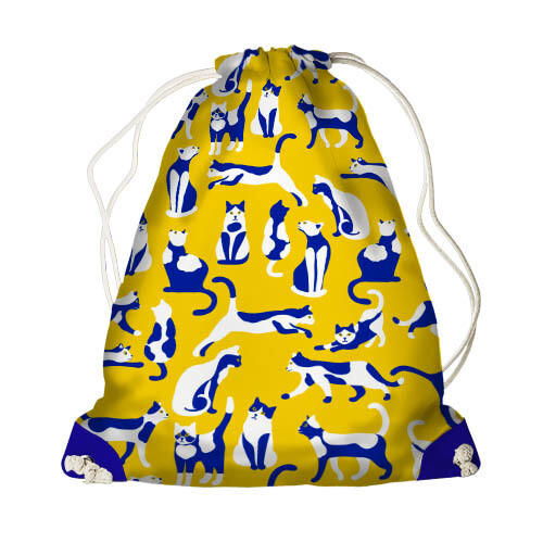 Рюкзак-мешок MINI Котики на желтом фоне