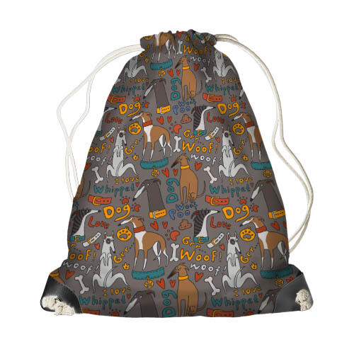 Рюкзак-мешок MINI Собачки на сером фоне