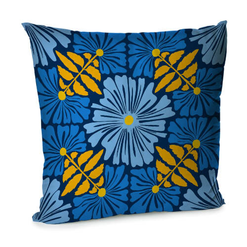 Подушка для дивана 45х45 см Желтые и голубые цветы