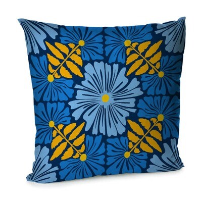 Подушка для дивана 45х45 см Жовті та сині квіти