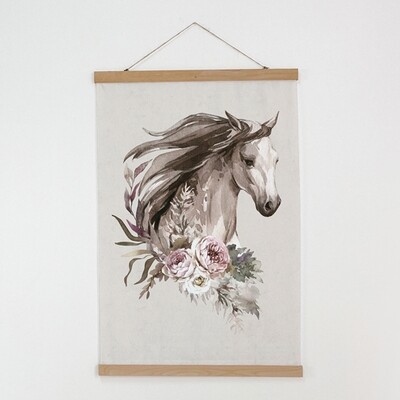 Тканинний постер на стіну Кінь та квіти
