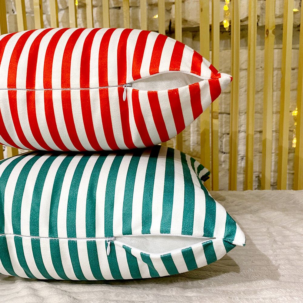 Подушка для дивана 45х45 см Бело-червоні смужки