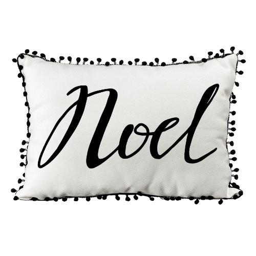 Подушка декоративная (мешковина) с помпонами Noel