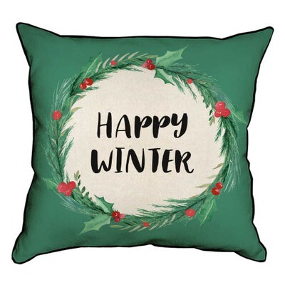 Подушка декоративна 45х45 см (мішковина) Happy winter