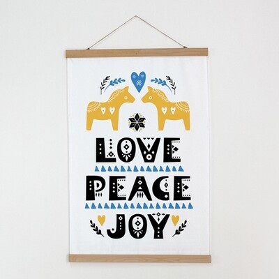 Тканинний постер на стіну Love Peace Joy