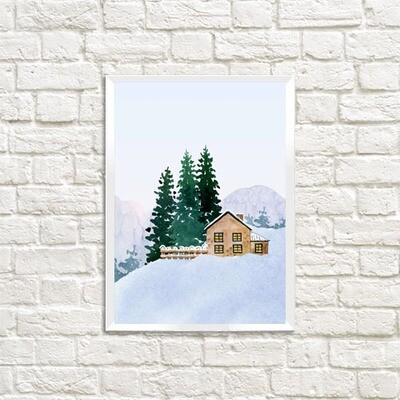 Постер в рамке A3 Зима в горах