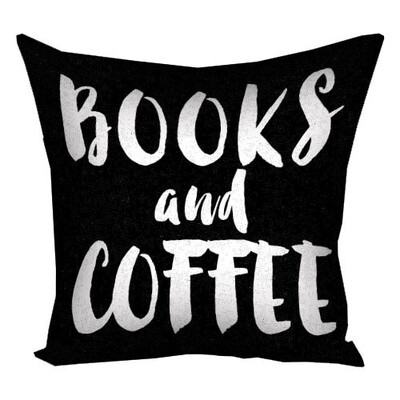 Подушка з принтом 30х30 см Books and coffee