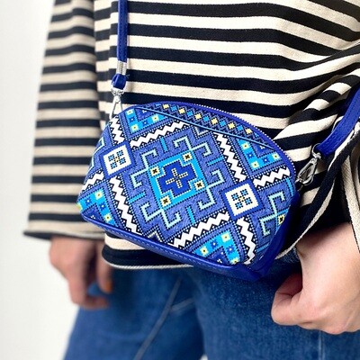 Маленька жіноча сумочка Coquette Український орнамент синій