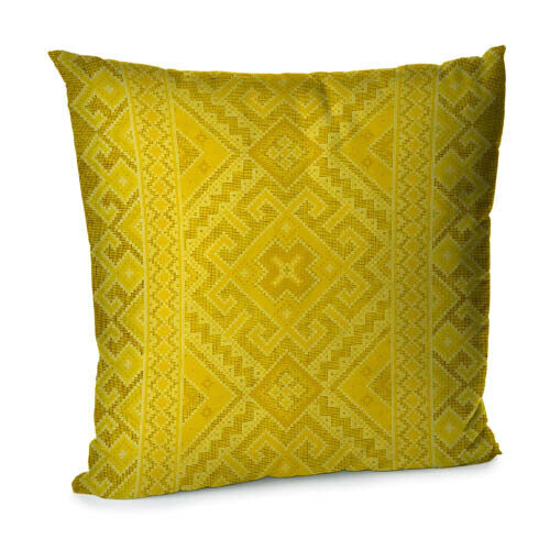 Наволочка для подушки (бархат) 45х45 см Желтый орнамент