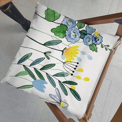 Подушка на стілець із зав'язками Квіткові мотиви