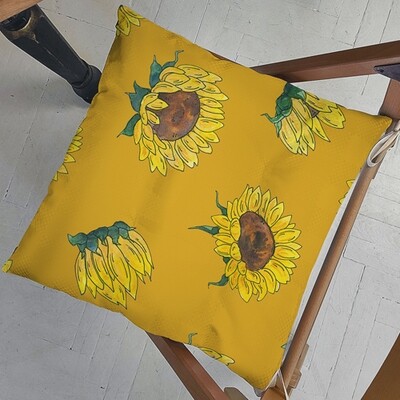 Подушка на стілець із зав'язками Соняшники