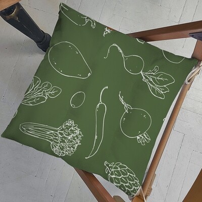 Подушка на стул с завязками Овощи