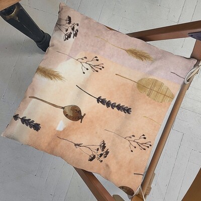 Подушка на стул с завязками Сухие растения, колоски