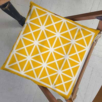 Подушка на стілець із зав'язками Жовта мозаїка