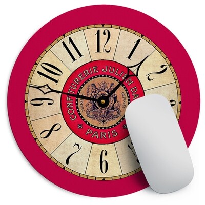 Круглий килимок для мишки Червоний годинник