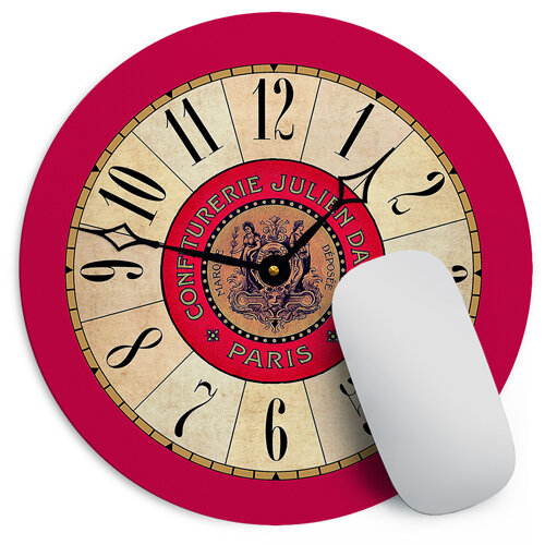 Круглый коврик для мышки Красные часы