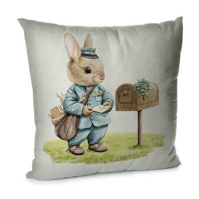 Подушка для дивана 45х45 см Пасхальный кролик-почтальон
