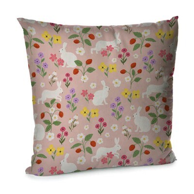 Подушка для дивана 45х45 см Зайцы среди цветочков