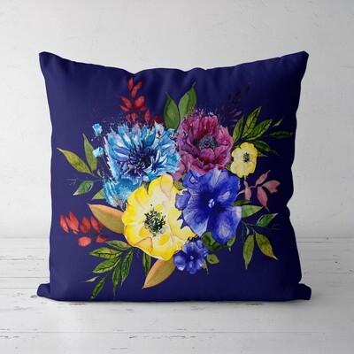 Подушка декоративная (Soft) 45x45 см Цветы на фиолетовом фоне