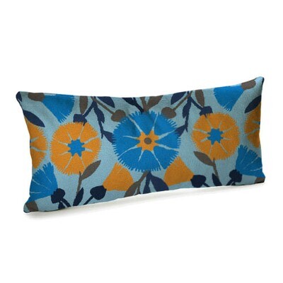 Подушка для дивана (бархат) 50х24 см Желтые и голубые цветы