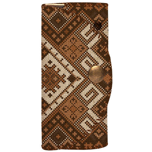 Ключница для сумки (текстиль) Український коричнево-білий орнамент