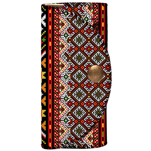 Ключница для сумки (текстиль) Український темний орнамент