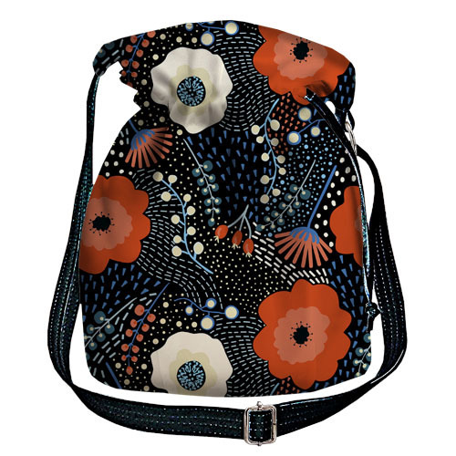 Женская сумка мешок Torba Красные и белые цветы