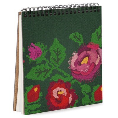 Блокнот Sketchbook (квадрат) Квіти в стилі вишивки
