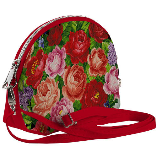 Маленькая женская сумочка Coquette Цветочная вышивка с красным кожзамом