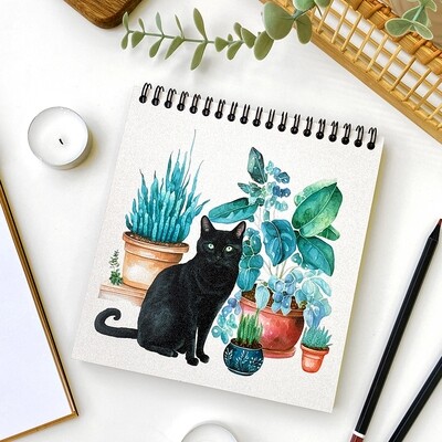 Блокнот Sketchbook (квадрат) Кіт і вазони