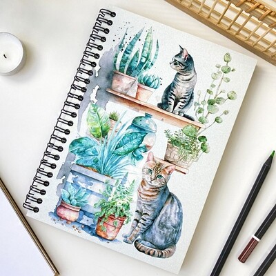 Блокнот Sketchbook (прямокут.) Котик і квіти