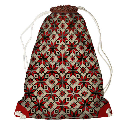 Рюкзак-мешок Красный орнамент Ромбы