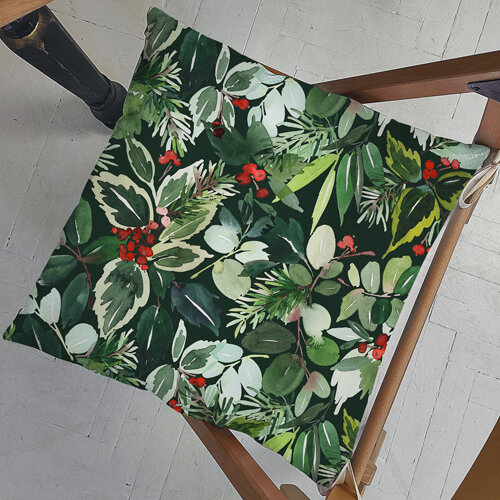 Подушка на стул с завязками Зеленое разнообразие
