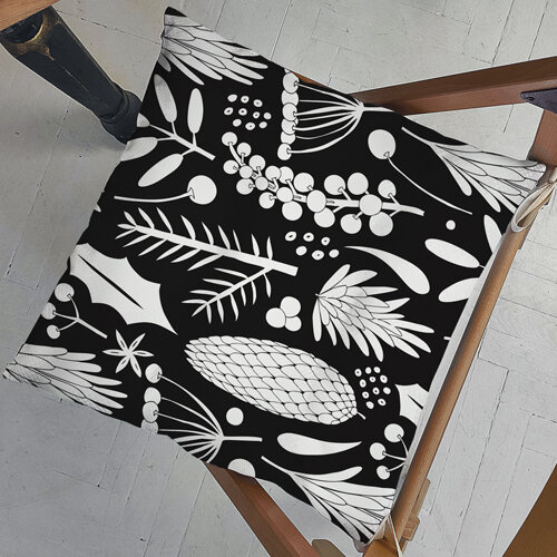 Подушка на стул с завязками Черно-белый праздник