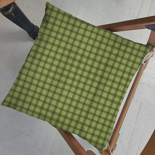 Подушка на стул с завязками Зеленая клетка
