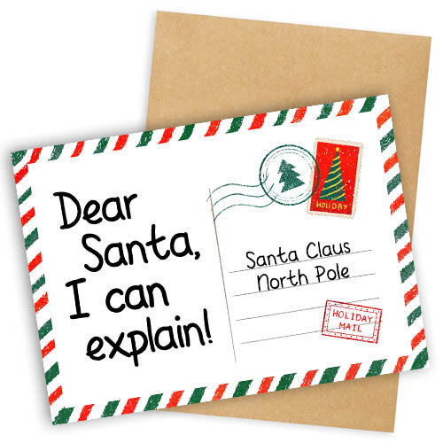 Открытка с конвертом Dear Santa, I can explain!
