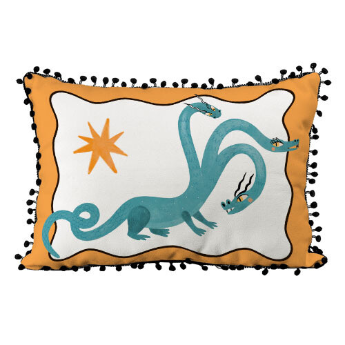 Подушка декоративная (мешковина) Трехглавый дракон