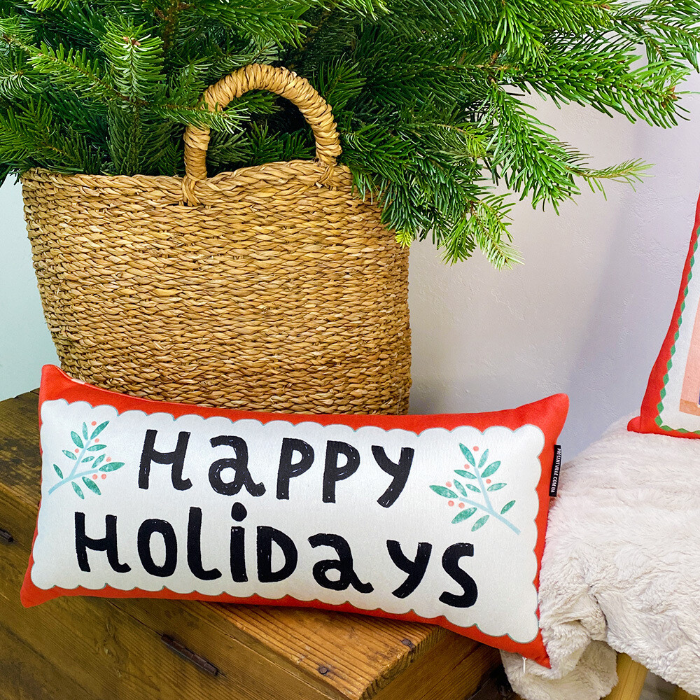 Подушка для дивана (бархат) 50х24 см Happy holidays