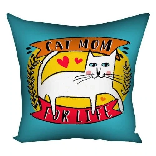 Подушка с принтом 30х30 см Cat mom