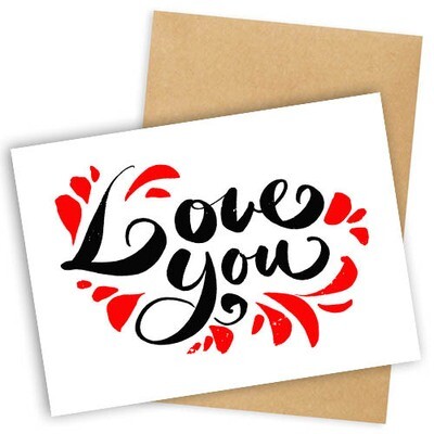 Листівка з конвертом Love you
