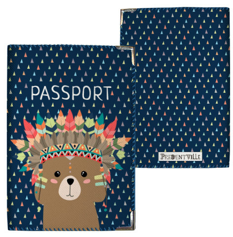 Обложка на паспорт Мишка индеец