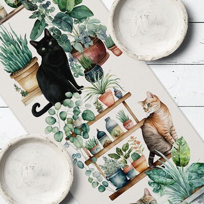 Доріжка на стіл (раннер) Кішки і вазони