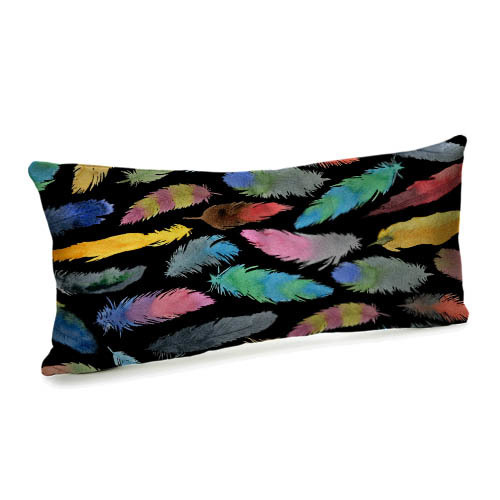 Подушка для дивана (бархат) 50х24 см Разноцветные перья