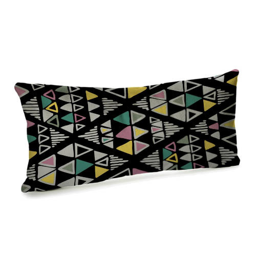 Подушка для дивана (бархат) 50х24 см Разноцветные треугольники