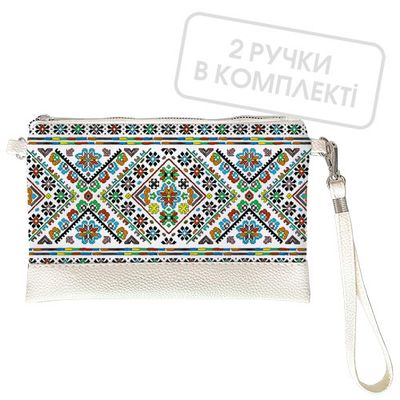 Клатч через плече Вишивка квіти на білому фоні