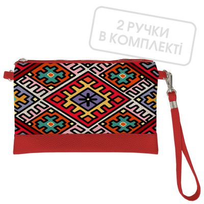 Клатч через плече Вишивка орнамент на червоному фоні