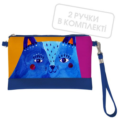 Клатч через плече Синій кіт
