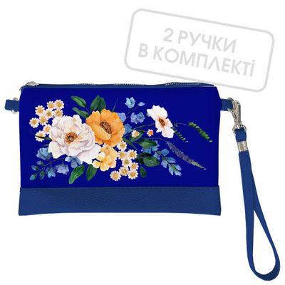 Клатч через плече Польові квіти на синьому фоні