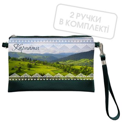 Клатч через плече Карпати, темно-зелена екошкіра